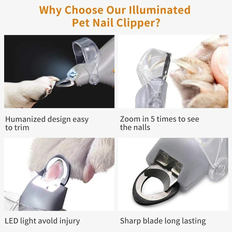 Cortaúñas Profesional para Mascotas con Luz LED - Tijeras de Precisión para Perros y Gatos