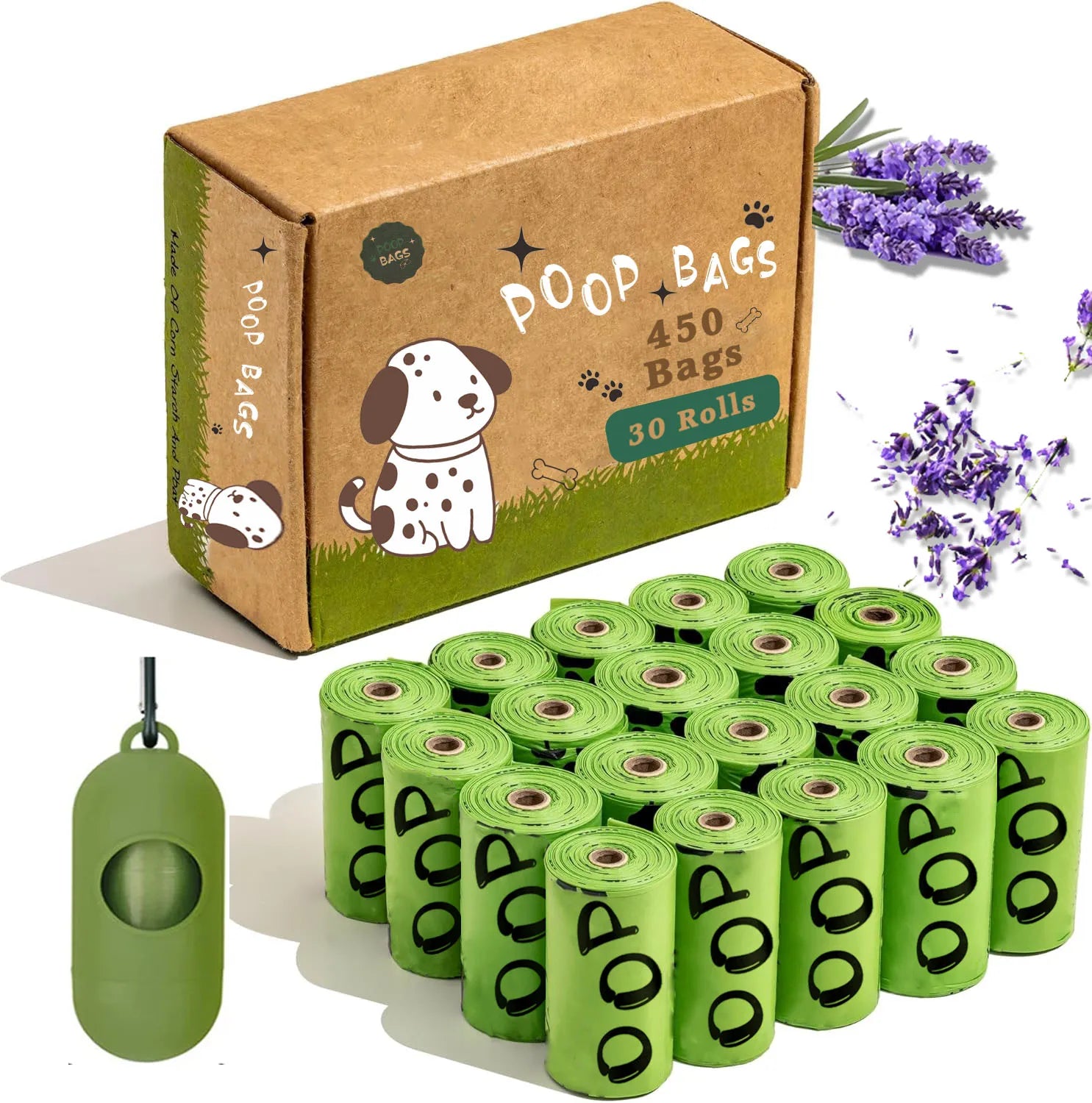 Bolsas Biodegradables para Perro con Dispensador - Aroma Lavanda, Antiescapes, Pack 60-600 uds