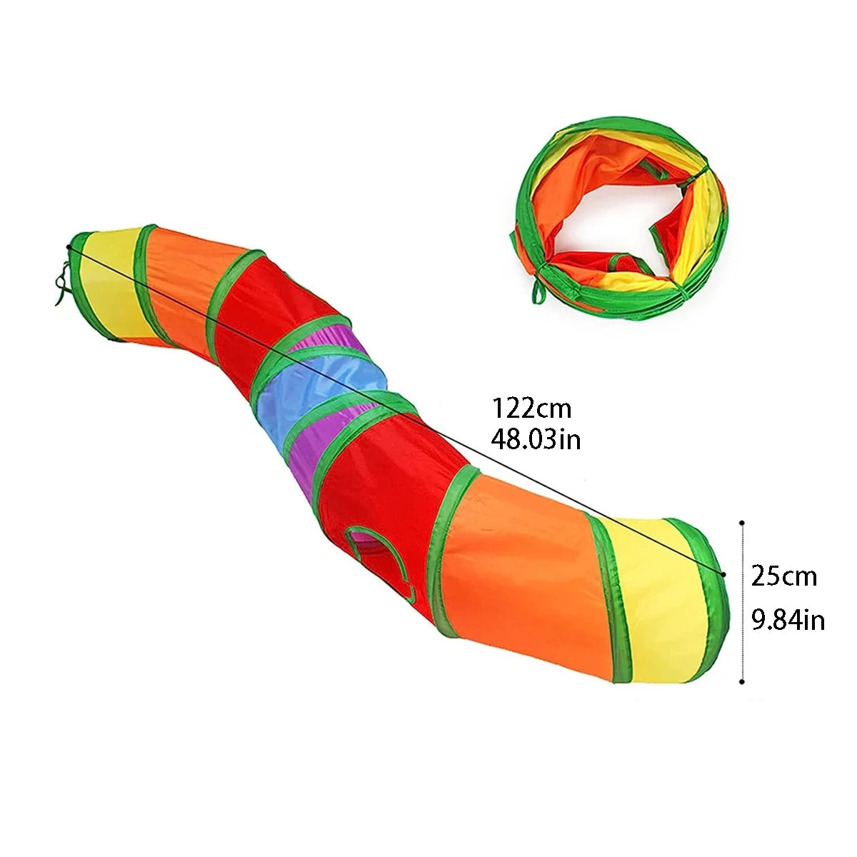Túnel Plegable para Gatos - Juguete Interactivo Multicolor con Sonido Crujiente, 50cm