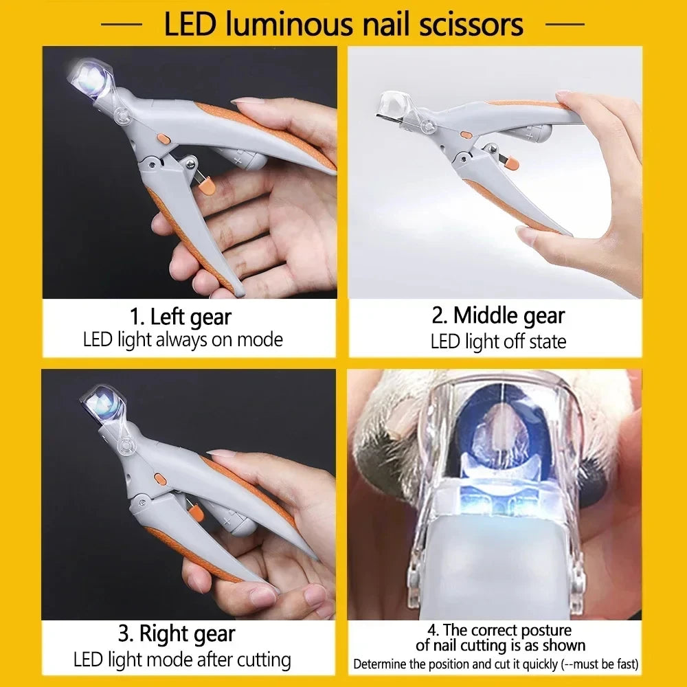 Cortaúñas Profesional para Mascotas con Luz LED - Tijeras de Precisión para Perros y Gatos