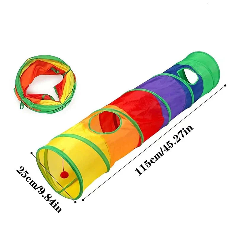 Túnel Plegable para Gatos - Juguete Interactivo Multicolor con Sonido Crujiente, 50cm