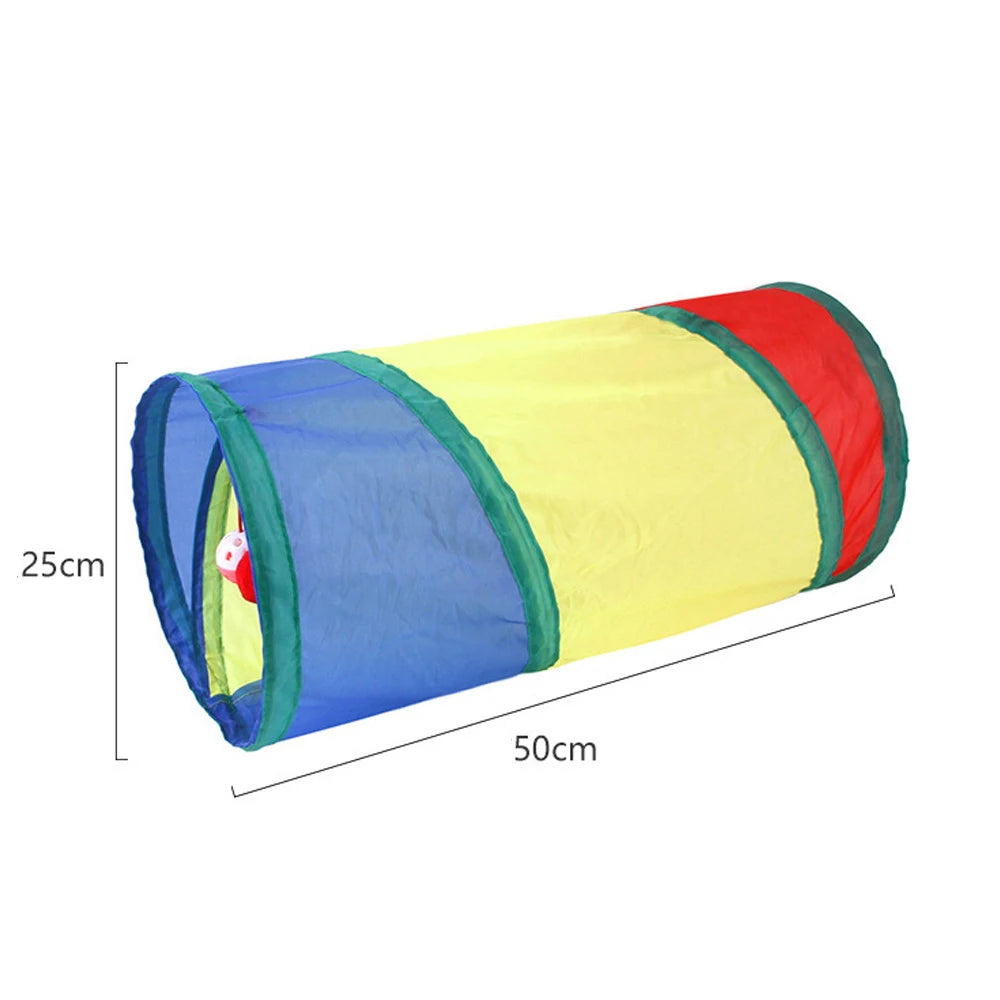Túnel Plegable para Gatos - Juguete Interactivo Multicolor con Sonido Crujiente, 50cm