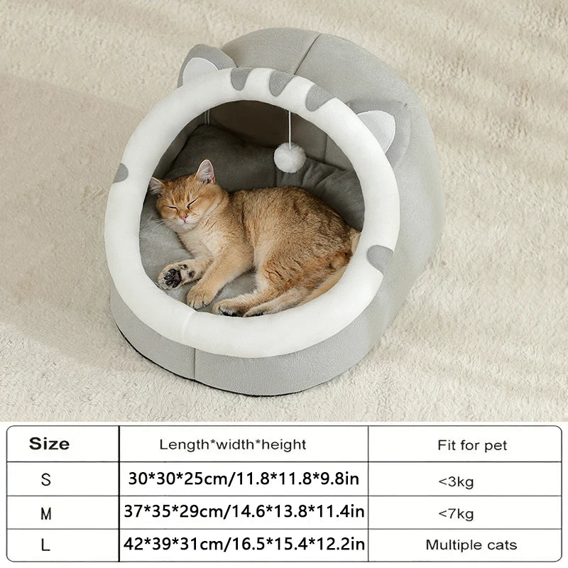 Cama Cueva para Gatos - Nido Suave y Cálido con Juguete Colgante, Lavable a Máquina